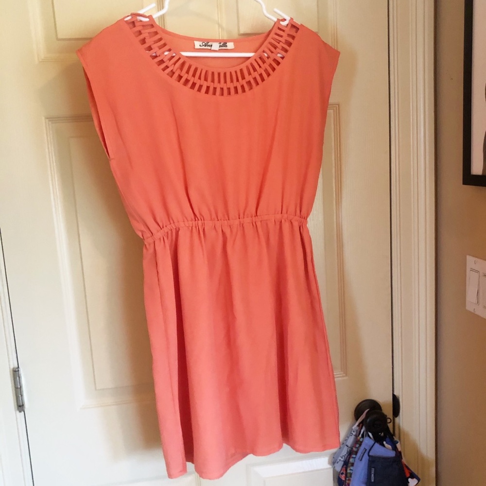 Orange Empire Waist Mini Dress